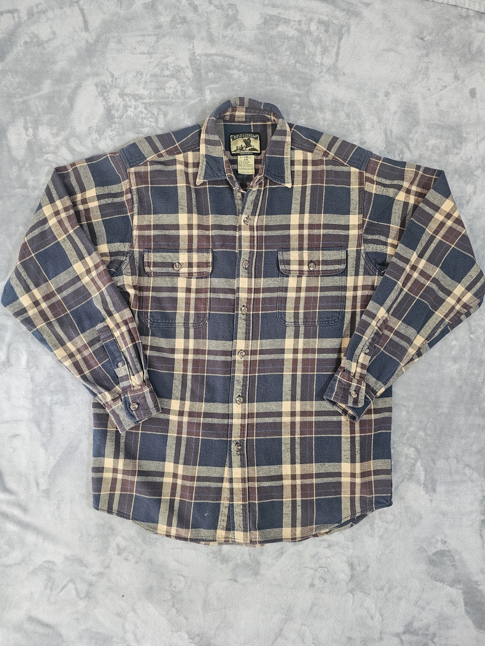 Field & Stream Heavy Plaid Flannel Shirt Button Up Size Large Tall